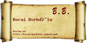 Borai Borbála névjegykártya